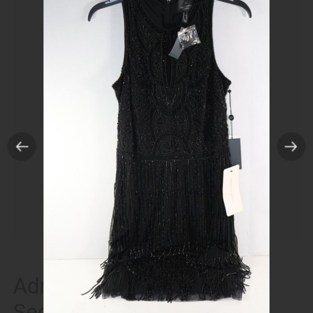 Adrianna Papell Women's Black Beaded Dress  Size 8